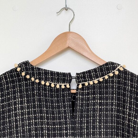 NWT VICI Marleen Tweed Pom Pom Tunic Dress Short Sleeves Side Pockets - Picture 4 of 14